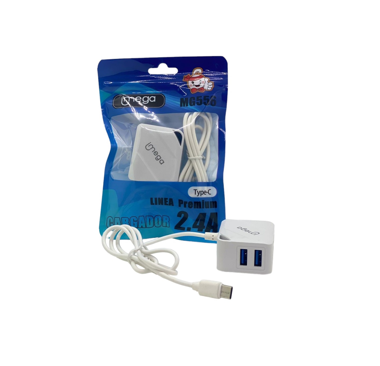 Cargador 2.4A Imega Tipo C Rapido Bolsa + 2 Salidas Usb- Mg556