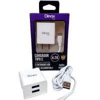 Cargador 4.2A Tipo C Dinax C/Cable Desmontable + 2 Usb Dx1-Car-4.2-Tc
