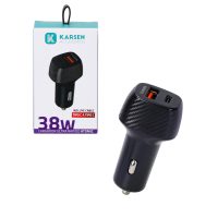 Cargador 12V 38W Ultra Rapido Usb + Tipo C Karsen Atomic - Incluye Cable Tipo C A Tipo C